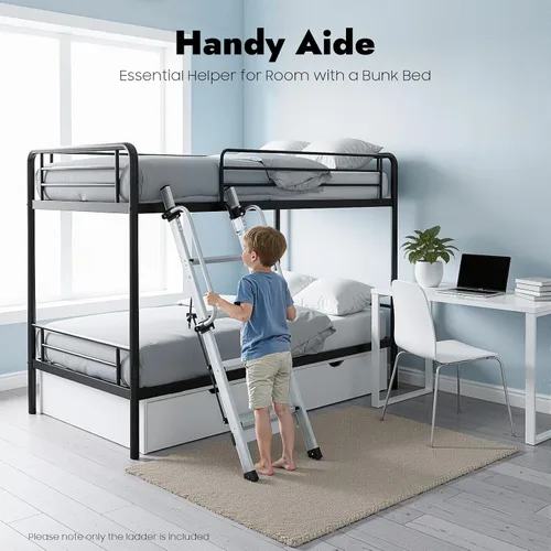 Miniatura 8 de Escalera montada en la pared, litera de metal de 4 escalones, escalera de escalada con pasamanos ajustables para ático, sótano, exterior, 56.7 x
