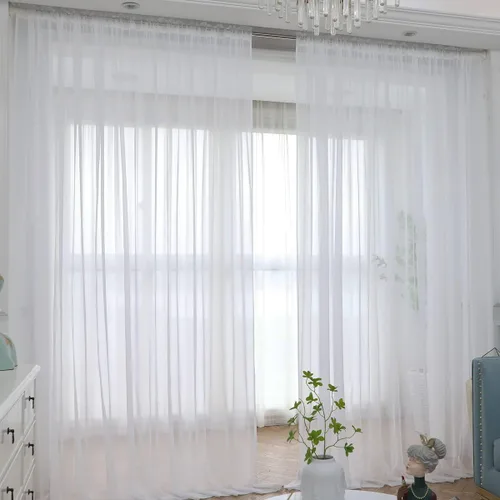 Miniatura 32 de L&TEC Cortinas traslúcidas para la ventana de color beige, 2 paneles de 48x45 pulgadas, con bolsillo básico para la barra de la cortina