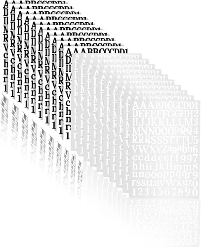 Miniatura 9 de 10 hojas de calcomanías de letras de vinilo negro, 1200 piezas de calcomanías autoadhesivas de números y alfabeto, números de buzón para letreros