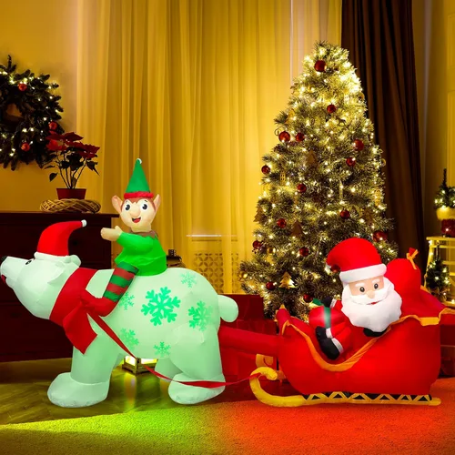 Miniatura 2 de Max Fun - Decoración inflable de Navidad de 2.9 m, Papá Noel en trineo con luces LED integradas, para uso en interiores y exteriores, jardín, césped