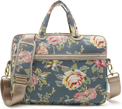 Miniatura 12 de kayond - Bolsa de hombro resistente al agua con patrón de rosa negra para laptop de 12 y 13 pulgadas, funda para laptop de hombro tipo bandolera