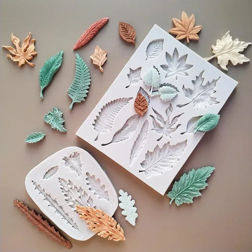 Miniatura 3 de 2 piezas de moldes de silicona en forma de hoja, molde de fondant para pastel con forma de hojas de árbol, molde 3D único para chocolate, caramelo