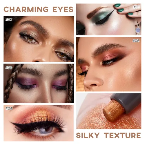 Miniatura 6 de LOKFAR 3 lápices de sombra de ojos en barra de maquillaje cosméticos iluminadores de ojos, lápiz de sombra de ojos en crema giratorio impermeable