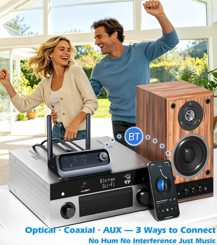 Miniatura 2 de KAIY Receptor Bluetooth para estéreo doméstico, adaptador de audio Bluetooth óptico y coaxial y AUX para amplificador y altavoces con cable