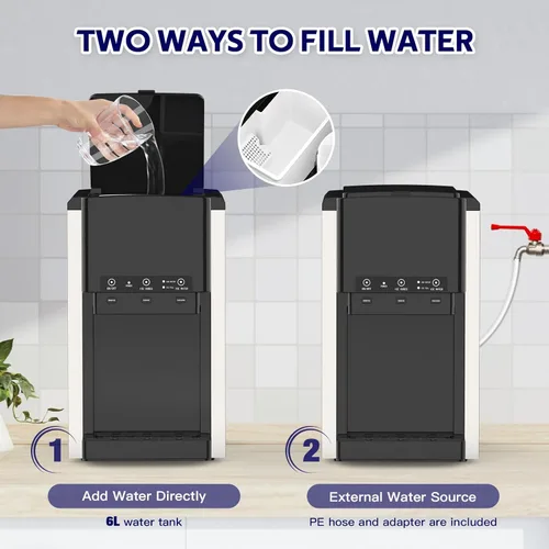 Miniatura 7 de ADVWIN Dispensador de agua 3 en 1 con máquina de hielo, encimera de máquina de hielo en pepita, bala y hielo triturado, enfriador de agua, 44