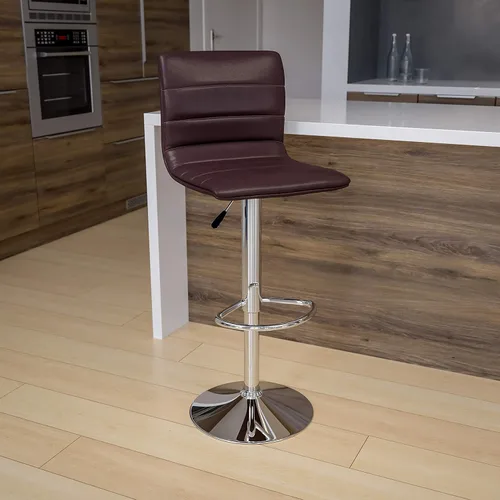 Miniatura 16 de Flash Funiture silla de bar ajustable con base cromada, Vinilo, Gris