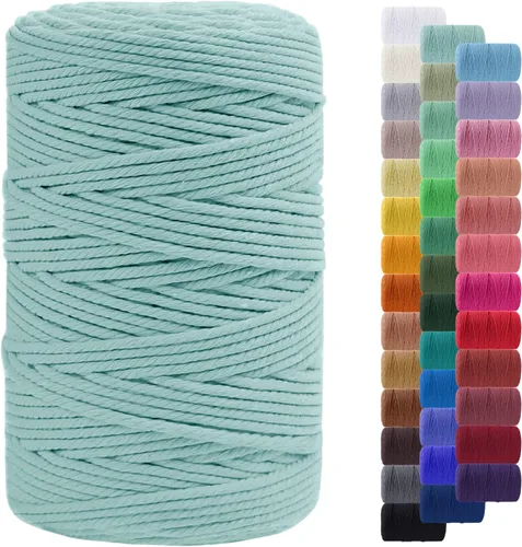 Miniatura 44 de Cuerda de macramé de 0.079 in para 219 yardas, cuerda de algodón natural para manualidades, hilo de cuerda de macramé de colores para colgar