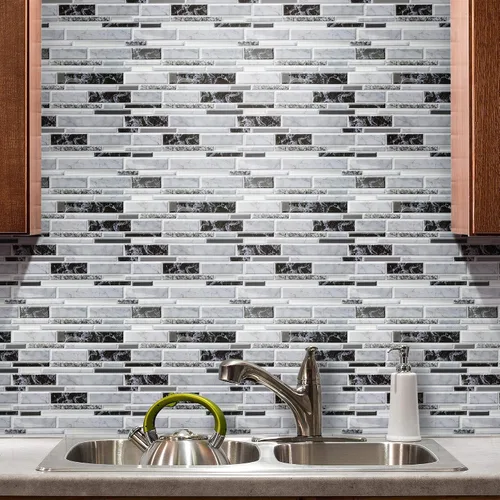 Miniatura 3 de Azulejos de metro para despegar y pegar (azulejos de mármol sintéticos) para cocina, baño, autocaravana, acentos de pared, vinilo adhesivo, azulejos