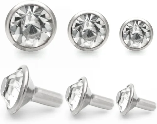 Miniatura 5 de CRAFTMEMORE 50 juegos de remaches de diamantes de imitación transparentes blancos con diamantes de imitación rápidos para decoración de Ajuste de oro