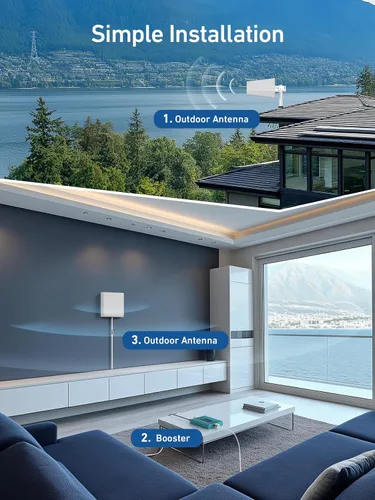 Miniatura 4 de Amplificador de señal celular para el hogar Hasta 5,500 pies cuadrados Amplifica las señales 5G 4G LTE y 3G en las bandas 2 4 5 12 13 17