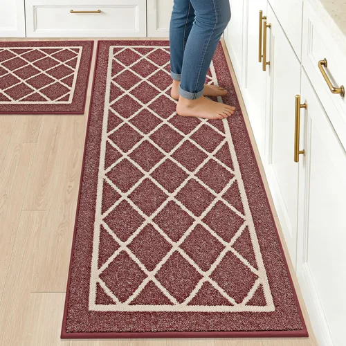 Miniatura 20 de BEQHAUSE - Alfombras de cocina antideslizantes para piso 2 piezas Alfombras de cocina y tapetes antideslizantes lavables Alfombra de cocina