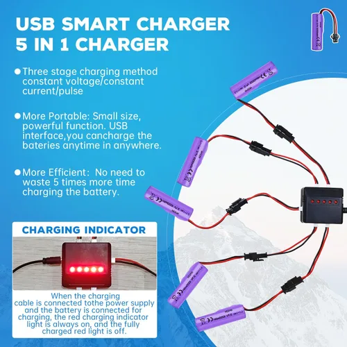 Miniatura 4 de 5 unidades 3.7 V 1000 mAh Lipo batería con cargador 5 en 1 RC Toy Car Battery SM-2P Plug para TB202 TB201 TM201 TM202 TC141 DE35 DE38 DE40 DE50 RC