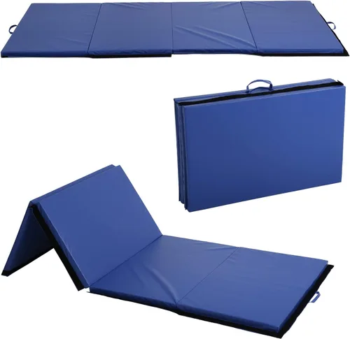 Miniatura 10 de Colchoneta de gimnasia para gimnasio en casa, plegable, portátil, de 4 x 10 x 2 pulgadas, extra gruesa, con asas de transporte, para niños y adultos