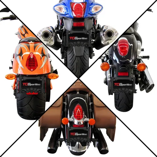 Miniatura 4 de LPF260-BK - Marco de matrícula de motocicleta con acabado negro mate con diseño de llamas y huesos de calavera 3D