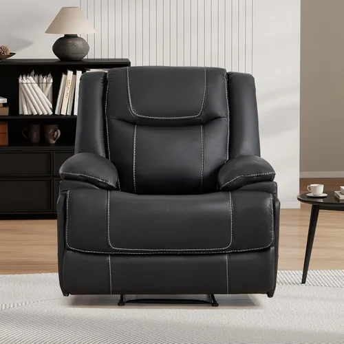Miniatura 6 de EBELLO Genuine Leather Recliner Manual Chair for Living Room, 1 Seater Reclining Sofa Chair with Headrest and Armrest, Modern Durable Home Furniture
