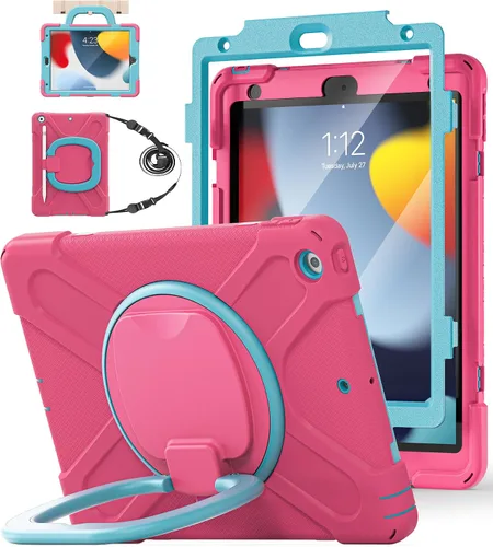 Miniatura 16 de BATYUE Funda para iPad de 9ª, 8ª y 7ª generación (funda resistente para iPad de 10.2 pulgadas 2021/2020/2019) con protector de pantalla, soporte