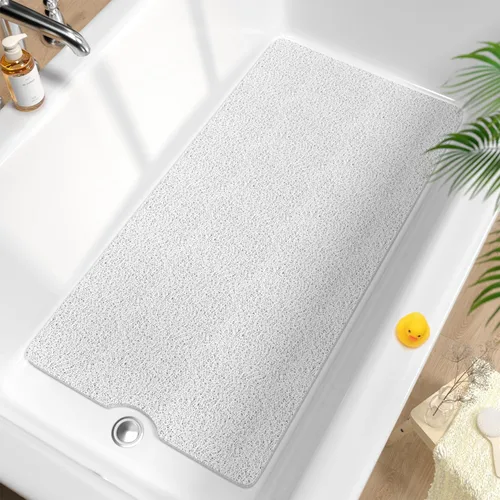 Miniatura 11 de HITSLAM Tapete de ducha antideslizante, tapete de bañera antideslizante de 24 x 24 pulgadas con drenaje, tapete de baño de ducha de PVC suave