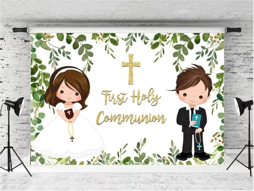 Miniatura 3 de Telón de fondo de primera comunión para fotografía de niña y niño, telón de fondo para baby shower, retrato de niños recién nacidos, bautizo, foto