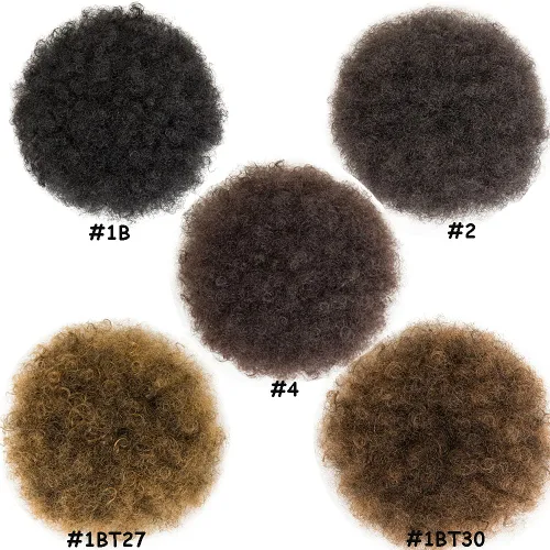 Miniatura 7 de MOONSHOW Extensión de cola de caballo afro con cordón para mujeres negras, extensión de moño corto afro rizado, extensiones de cabello sintético