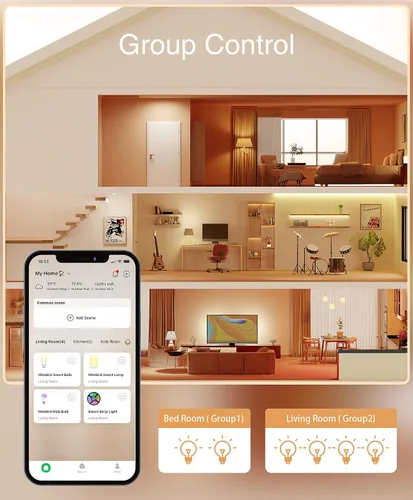 Miniatura 5 de Bombilla inteligente Wi-Fi (blanca), paquete de 6, compatible con Alexa y Google Assistant