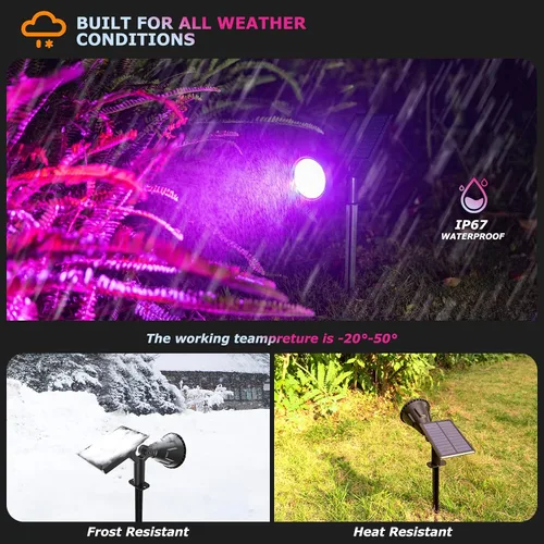 Miniatura 4 de Focos Solares Al Aire Libre Cambio De Color, Luces De Mástil De Bandera Ajustables 180°, Luces De Jardín Solares Impermeables IP67, Luces De Pared