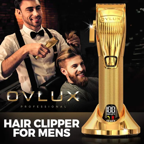 Miniatura 9 de OVLUX Cortapelos para hombres profesionales para cortar el cabello con protectores cortapelos cuerpo de metal completo y kit de aseo inalámbrico