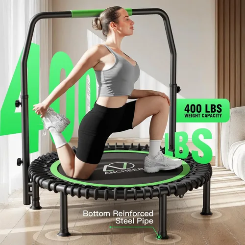 Miniatura 5 de ANCHEER Trampolín de 40 pulgadas, mini trampolín de rebote para adultos/niños con mango de espuma ajustable de 4 niveles, trampolín de fitness