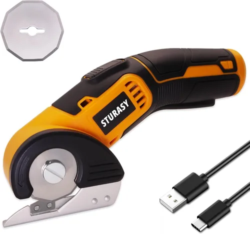 Miniatura 8 de Tijeras eléctricas inalámbricas, cortador de cartón eléctrico con bloqueo de seguridad, cortador de cajas eléctrico de 4 V 2000 mAh para cartón