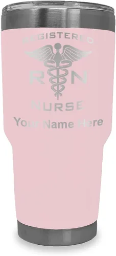 Miniatura 39 de LaserGram Vaso aislado al vacío de 20 onzas, enfermera registrada RN, grabado personalizado incluido (negro)