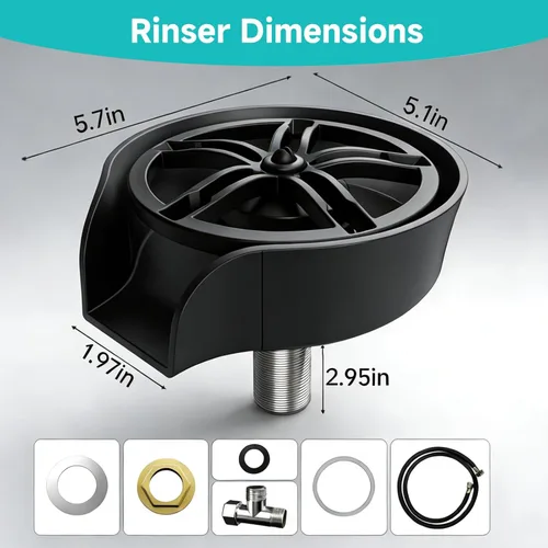 Miniatura 6 de Enjuagadora de vidrio para fregadero de cocina, accesorio para fregadero, enjuague de tazas para fregadero de alta presión con rociador extraíble