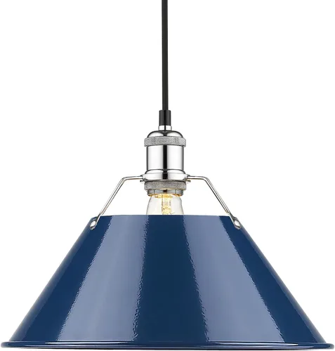 Golden Lighting 3306-L CH-NVY Colgante Orwell, cromado con pantalla azul marino Cromo con pantalla azul marino