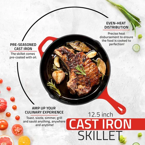 Miniatura 3 de Utopia Kitchen - Sartén de hierro fundido de 6.5 pulgadas, sartén de chef de hierro fundido, sartén pre-curada, utensilios de cocina a la parrilla