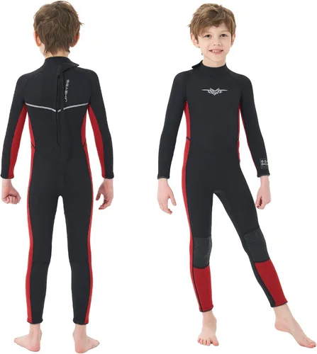 Miniatura 7 de Seaskin Traje de neopreno para niños para niños y niñas, 2 mm con cremallera frontal, trajes cortos de neopreno, 3 mm con cremallera trasera, traje