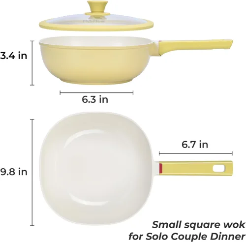 Miniatura 2 de Sartén antiadherente de cerámica de 9.8 pulgadas (3.2 QT) con tapa, sartenes de aluminio fundido para freír en profundidad, sartén de fondo plano