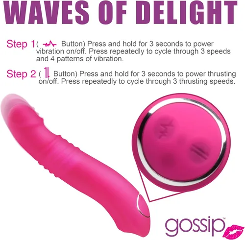 Miniatura 8 de Gossip Blasters - Vibrador de silicona de empuje 10X para mujeres, hombres y parejas. Vibrador de punto G para punto P, consolador curvo.