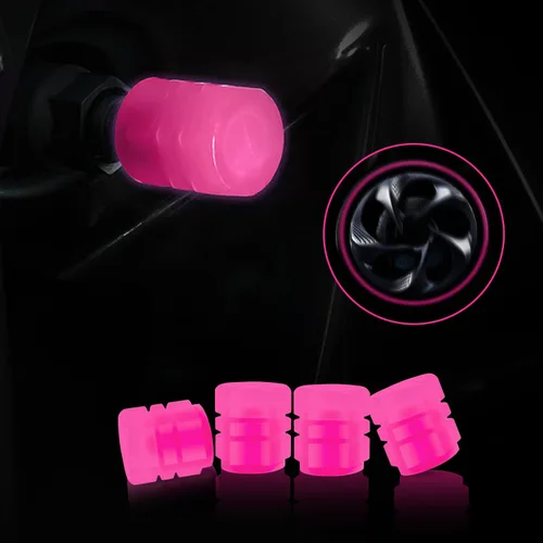 Miytsya 4 tapones luminosos para válvulas de neumáticos, resplandor luminoso por la noche, tapas de aire fluorescentes, cubiertas de vástago de