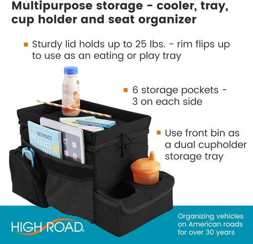 Miniatura 2 de High Road CarHop Organizador de Asiento Trasero para Niños y Organizador de Asiento de Pasajero para Adultos - Enfriador de Asiento de Carro