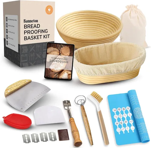 Miniatura 10 de Cesta para fermentación de pan Banneton - Suministros para hornear pan de masa madre – Kit de inicio para masa madre – Cesta para fermentación