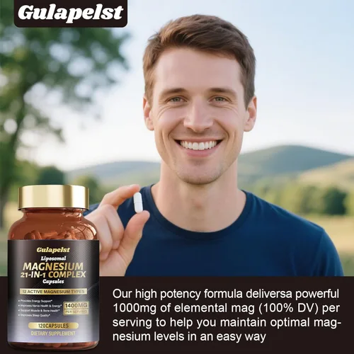 Miniatura 8 de 2 paquetes de cápsulas de complejo de magnesio liposomal de 1400 mg (citrato, glicinato, malato, etc.), 12 tipos activos de magnesio con vitamina