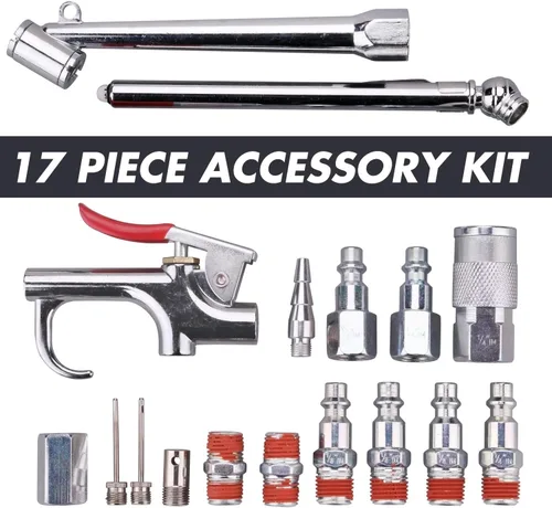 Miniatura 5 de Kit de compresor de aire de 18 piezas, manguera híbrida de 3/8 pulgadas x 25 pies con roscas NPT M de 1/4, accesorios de conexión rápida, kit