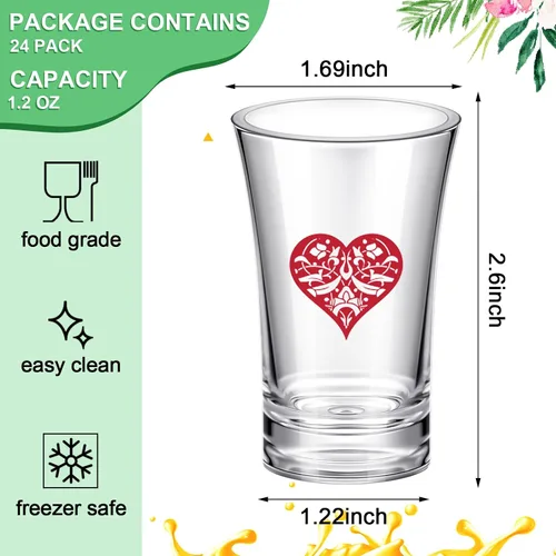 Miniatura 2 de Chuangdi 24 vasos de chupito de casino para decoración de fiesta, 1.2 onzas de acrílico de póquer, divertidos vasos para fiestas temáticas de casino