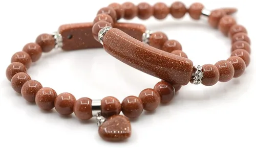 Miniatura 3 de Justinstones - Brazalete unisex con cuentas de gemas semipreciosas con dije de corazón, elástico