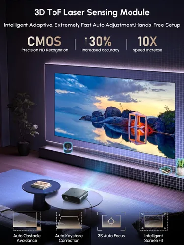 Miniatura 7 de Proyector inteligente 4K con Google TV, 2400 lúmenes ANSI visión diurna, HDR10, NFC, WiFi 6, Bluetooth 5.4, audio DB, HDMI ARC 2.1, enfoque