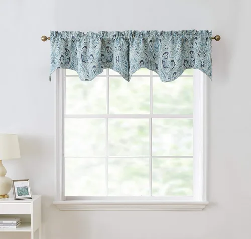Miniatura 2 de HLC.ME París Cachemira Damasco Panel de cortinas térmicas opacas con ojales, para ventanas, largos: 63", 84", 96", un par