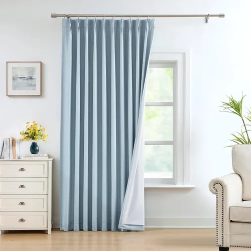 Miniatura 16 de Central Park Paneles de cortinas plisadas opacas con textura de lino, con aislamiento térmico y pestaña trasera, para sala de estar o dormitorio