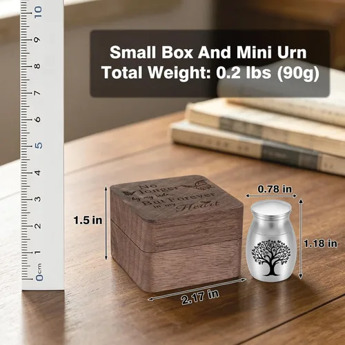 Miniatura 2 de SOITIS Small Urns for Human Ashes Keepsake Stainless Steel Mini Urns for Human Ashes Wooden Box Sharing Tree of Life Ashes Keepsake Cremation Urns