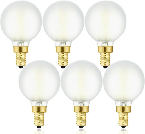 Miniatura 10 de Leools Bombillas LED esmeriladas E12, bombillas de candelabro regulables de 40 W, 2700 K, blanco cálido, G16.5, 4 W, E12 g50, globo vintage