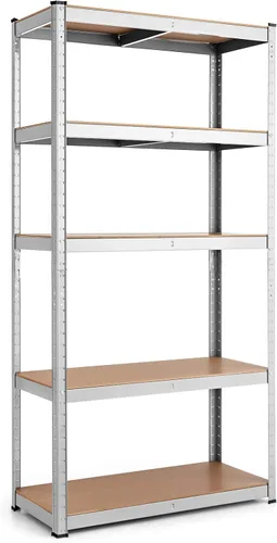Miniatura 10 de Tangkula Estantes de almacenamiento de metal, estantes de acero resistente de 5 niveles con estantes ajustables, montaje sin tornillos, alta