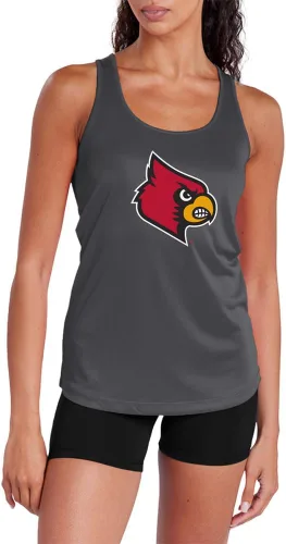 Miniatura 126 de Camiseta deportiva sin mangas oficial de la NCAA Collegiate para mujer, con espalda cruzada, logotipo primario, colección carbón