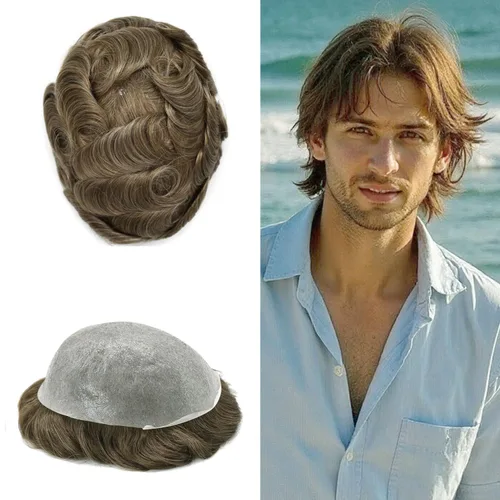 Miniatura 59 de Super Thin Skin Mens Toupee 0.001 in - Sistema de cabello de piel ultrafina para hombres, cabello humano negro, marrón, rubio, gris, peluca